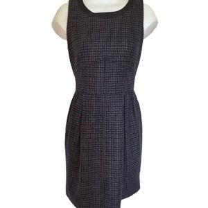J. CREW dark blue & grey plaid exposed zipper sleeveless career sheath dress 2